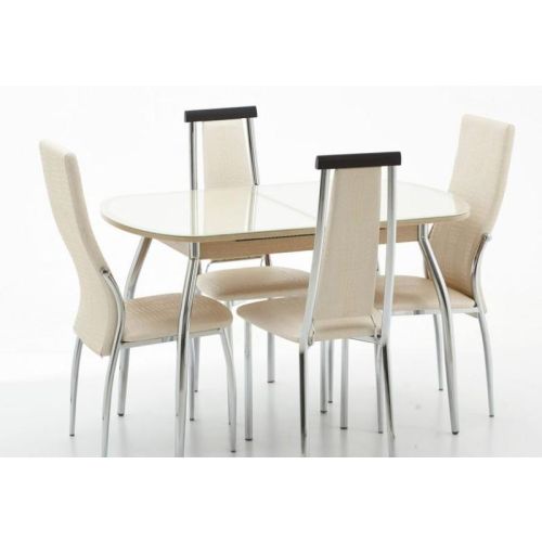 

Стол Кубика, Беленый дуб/песочное/к-41/хром-лак, Касабланка-1 EVO беленый дуб/песочное/К-41/хром-лак